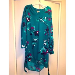 Green floral print dress